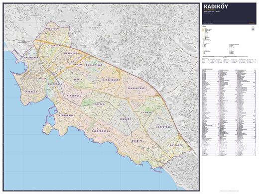 Kadıköy ilçe haritası 200×150 cm — mahalle, cadde ve sokak haritası, Günay Kartografi